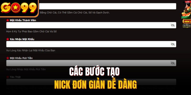 Các bước tạo nick đơn giản dễ dàng
